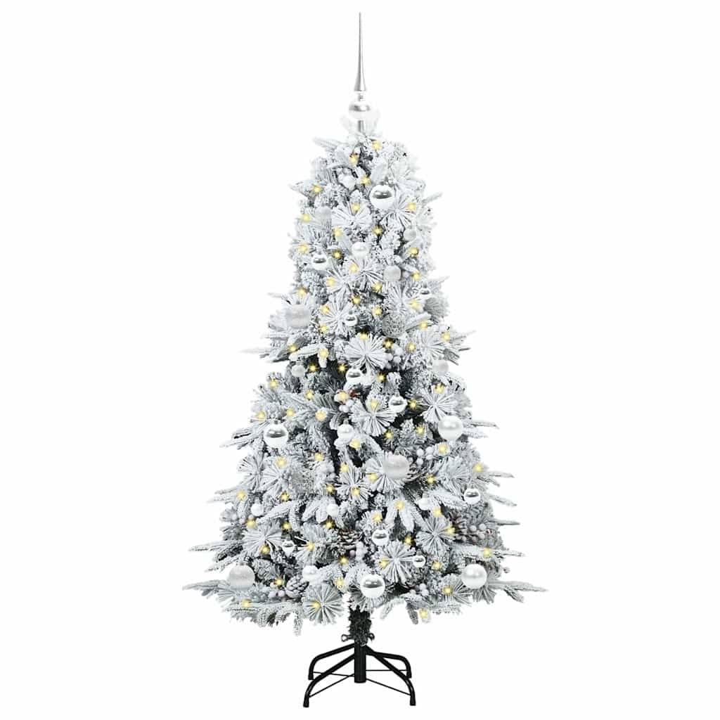 vidaXL Künstlicher klappbarer Weihnachtsbaum Weiß 150 cm PE und PVC
