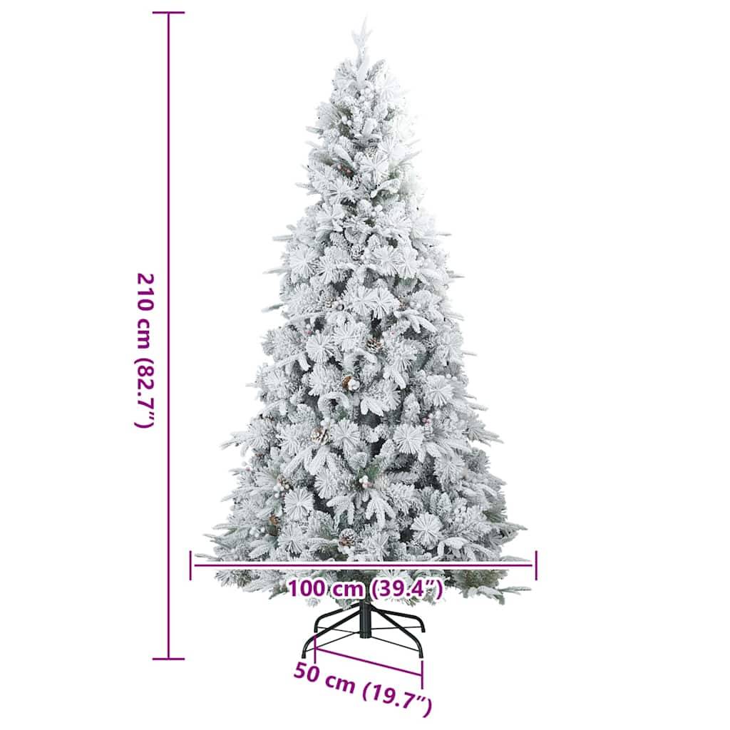 vidaXL Künstlicher klappbarer Weihnachtsbaum Weiß 210 cm PE und PVC