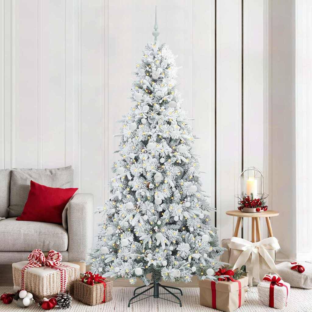 vidaXL Künstlicher klappbarer Weihnachtsbaum Weiß 210 cm PE und PVC