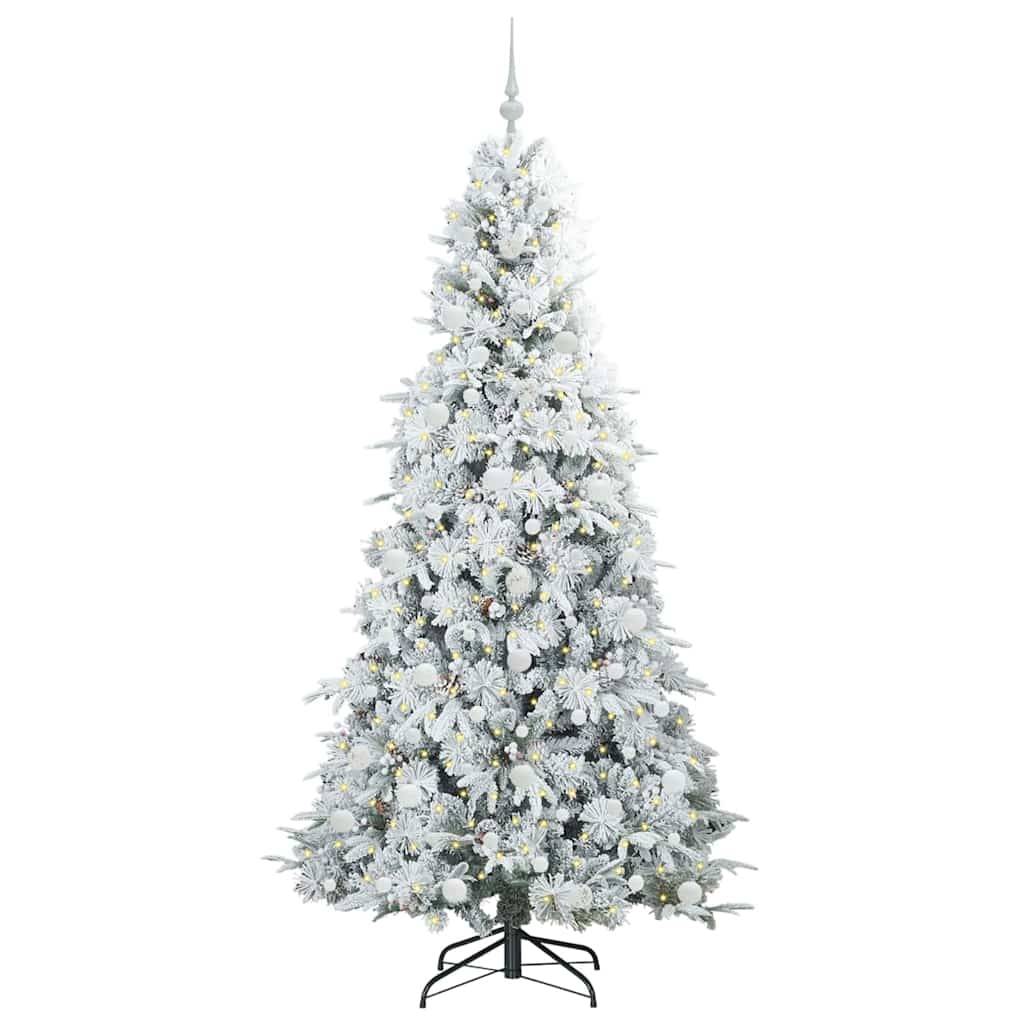 vidaXL Künstlicher klappbarer Weihnachtsbaum Weiß 210 cm PE und PVC