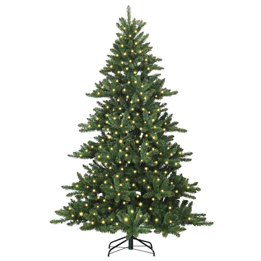 vidaXL Künstlicher klappbarer Weihnachtsbaum Grün 210 cm PVC und Stahl