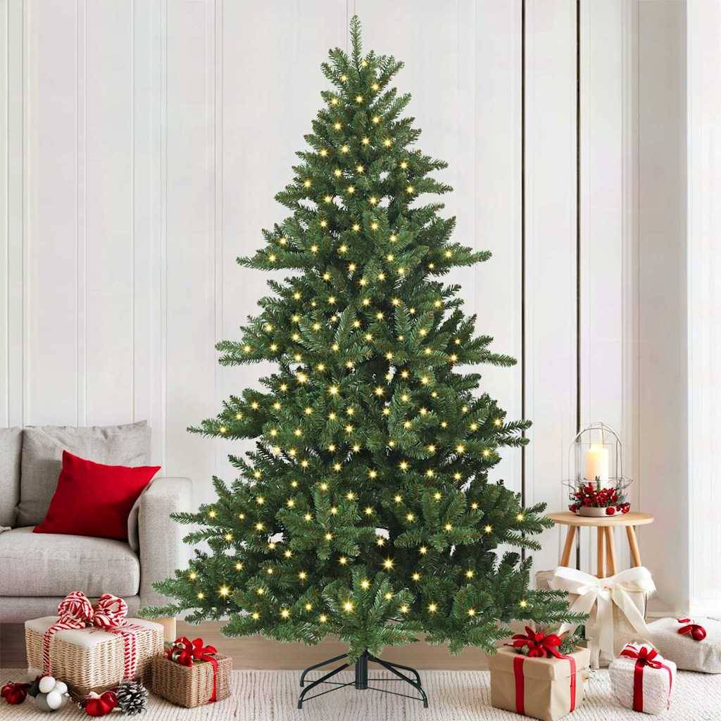 vidaXL Künstlicher klappbarer Weihnachtsbaum Grün 210 cm PVC und Stahl