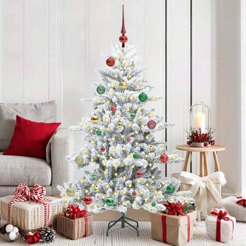 vidaXL Künstlicher klappbarer Weihnachtsbaum Weiß 150 cm PVC und Stahl