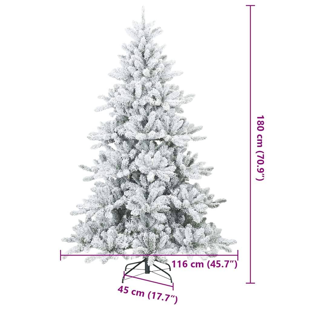 vidaXL Künstlicher Scharnier-Weihnachtsbaum schneebedeckt Weiß 180 cm