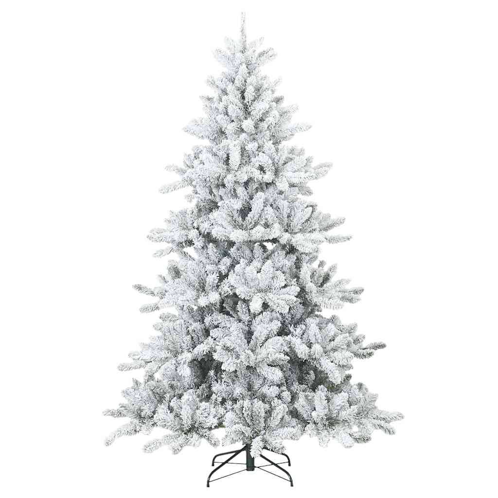 vidaXL Künstlicher Scharnier-Weihnachtsbaum schneebedeckt Weiß 180 cm