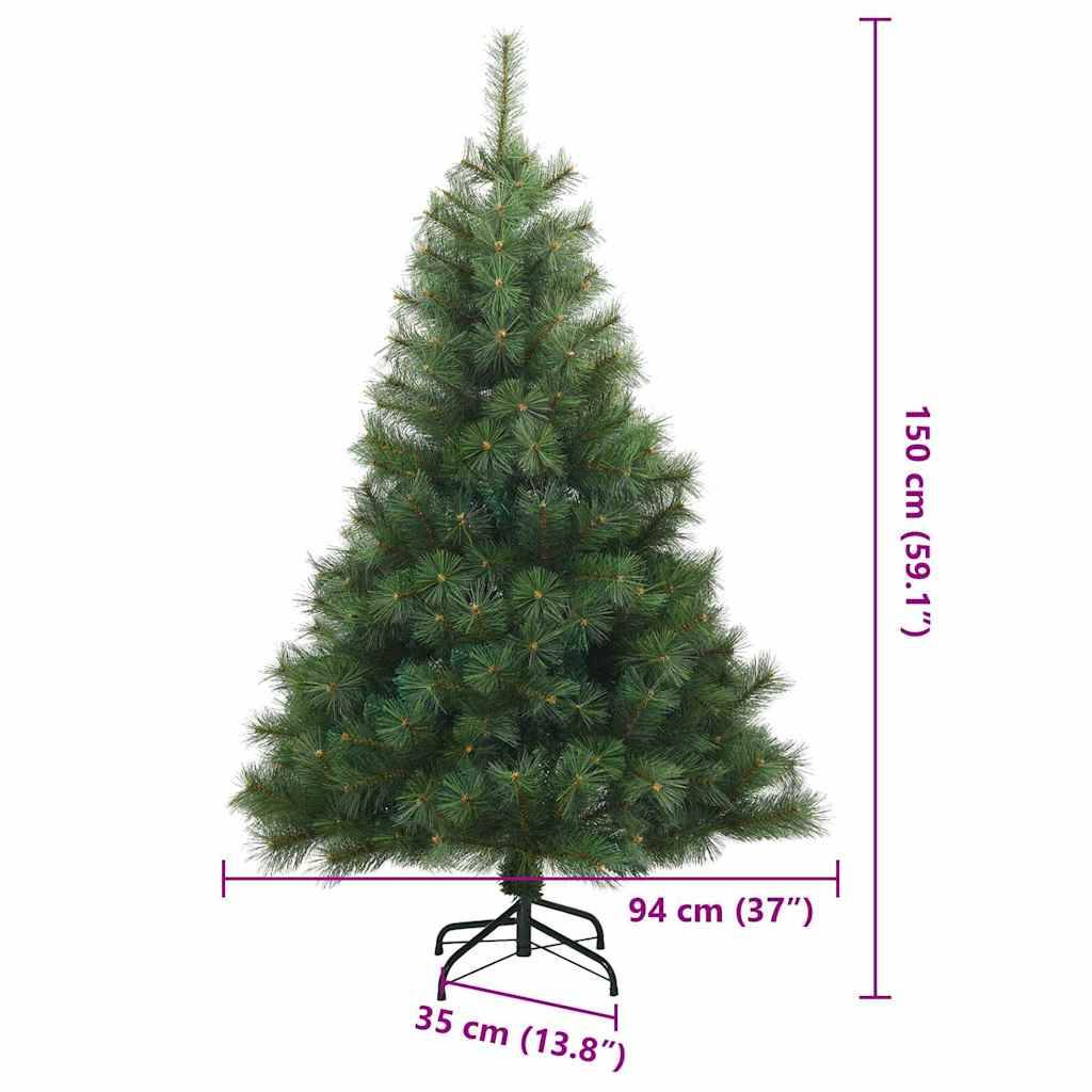 vidaXL Künstlicher klappbarer Weihnachtsbaum Grün 150 cm PVC, Stahl