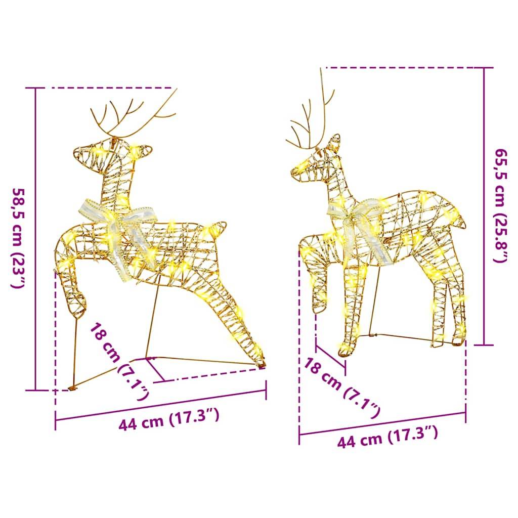vidaXL LED Rentiere mit 80 LEDs 4 pcs Gold PET