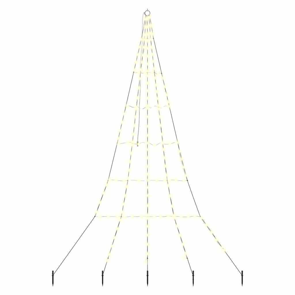 vidaXL LED Weihnachtsbaum mit Erdspießen Warmes Weiß 306 cm Metall