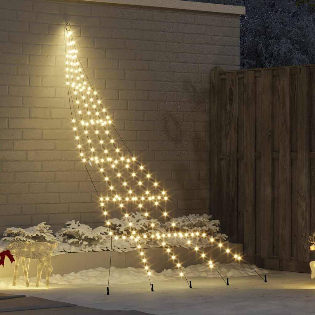 vidaXL LED Weihnachtsbaum mit Erdspießen Warmes Weiß 306 cm Metall