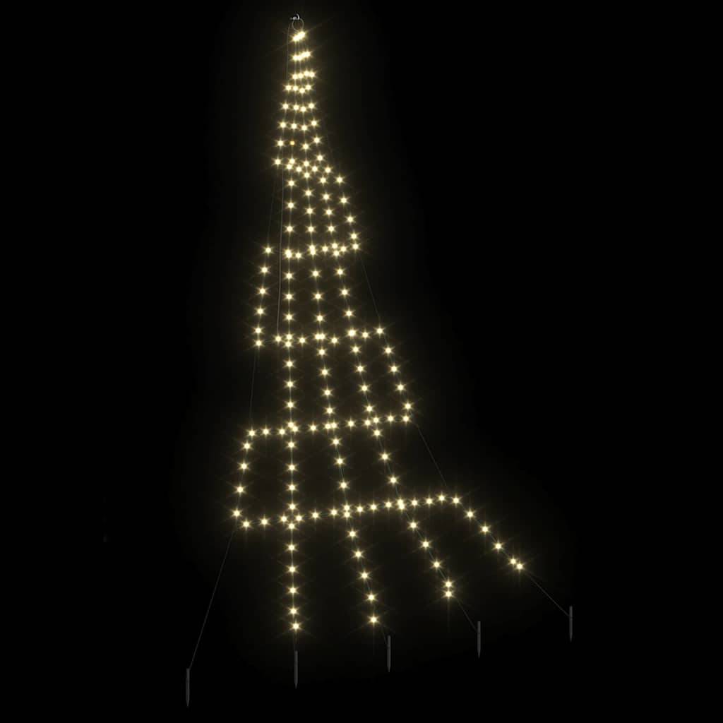 vidaXL LED Weihnachtsbaum mit Erdspießen Warmes Weiß 306 cm Metall