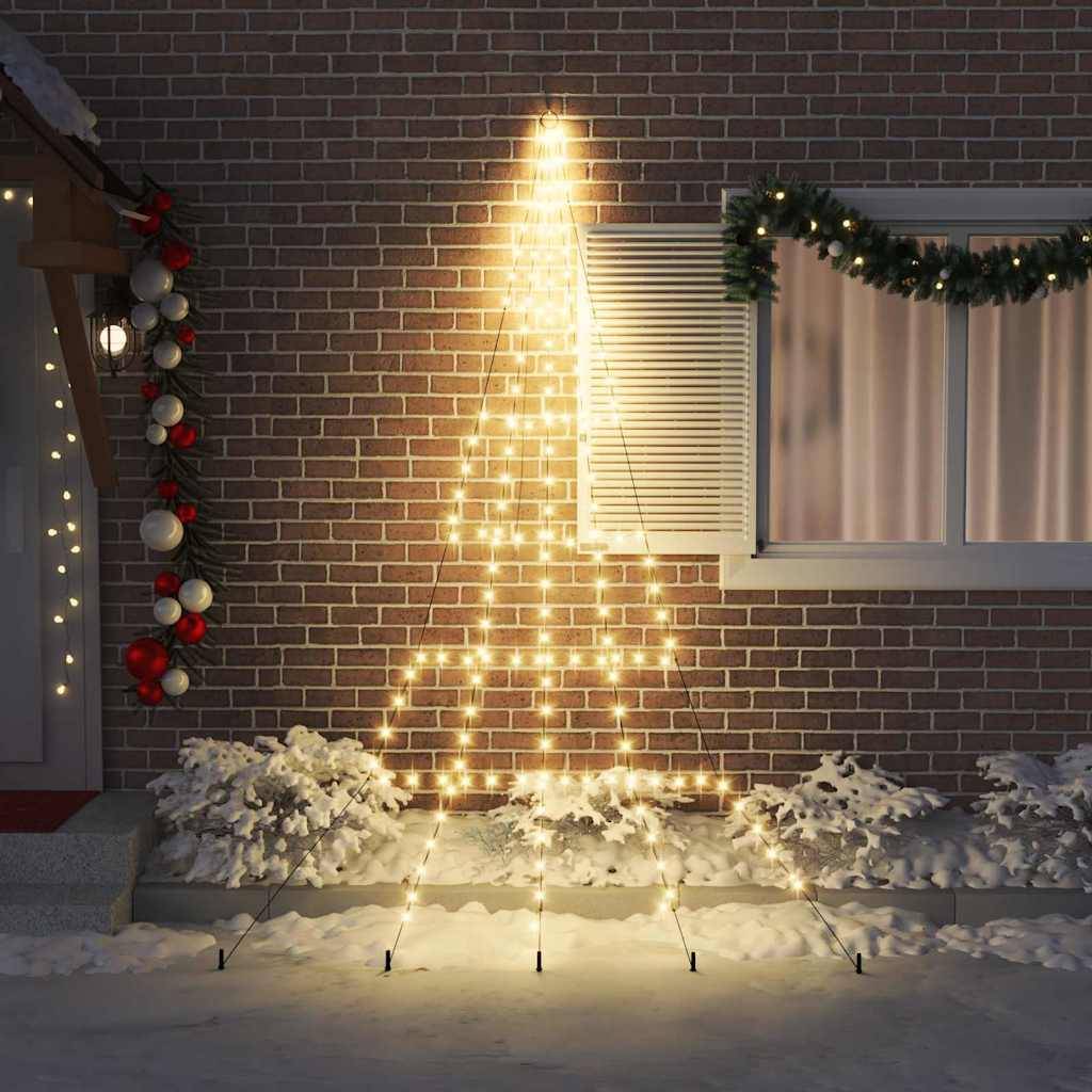 vidaXL LED Weihnachtsbaum mit Erdspießen Warmes Weiß 306 cm Metall