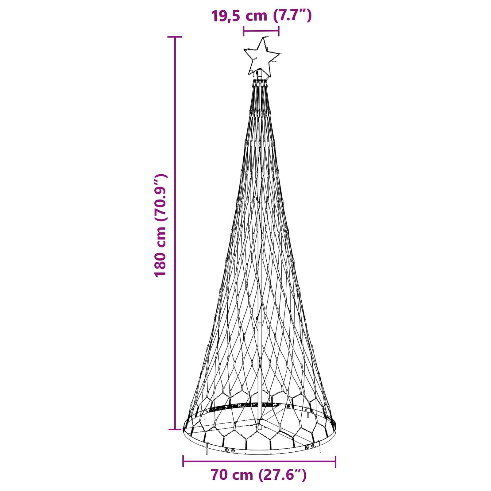 vidaXL LED-Weihnachtsbaum mit 230 LEDs Mehrfarbig 184,5 cm Metall