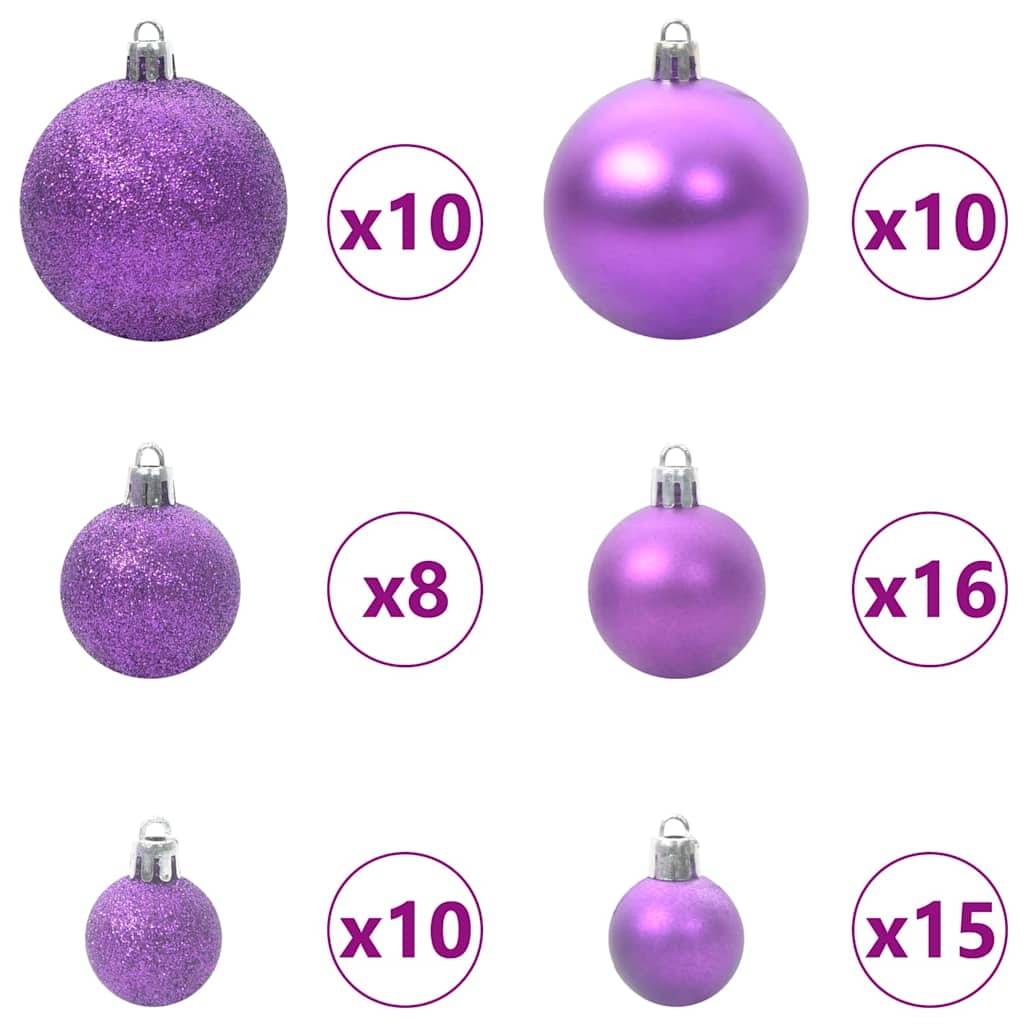 vidaXL Weihnachtskugel-Set mit 300 LEDs 120 pcs Lila Kunststoff