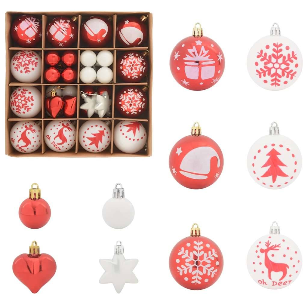 vidaXL Weihnachtskugel-Set 40 pcs Rot und Weiß Kunststoff