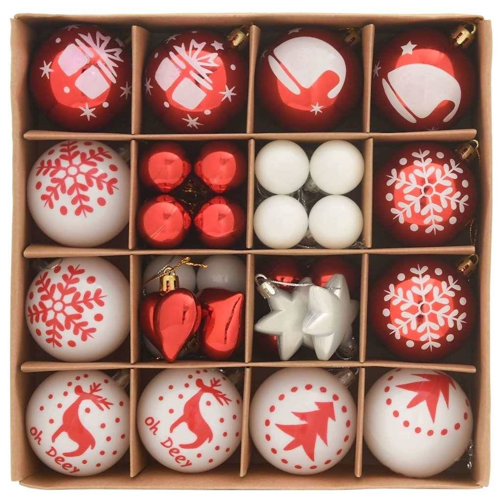 vidaXL Weihnachtskugel-Set 40 pcs Rot und Weiß Kunststoff
