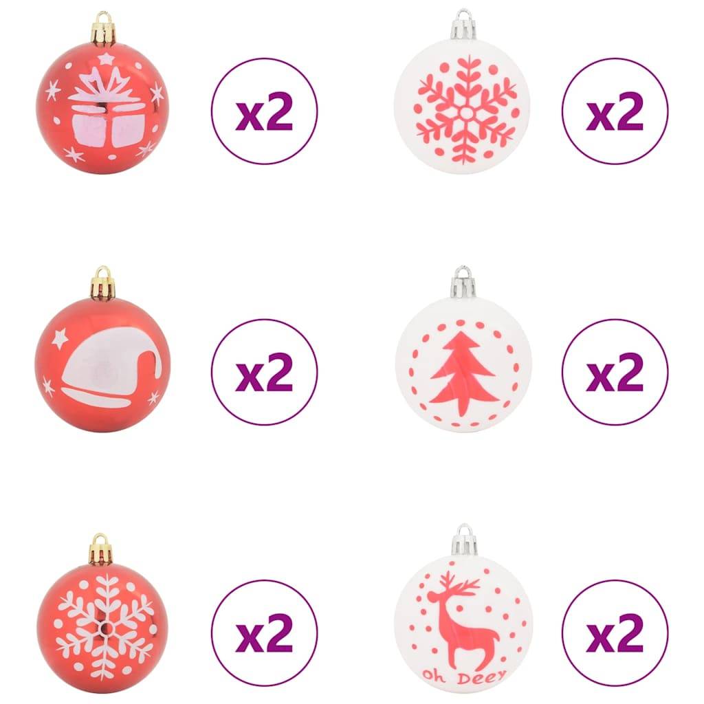 vidaXL Weihnachtskugel-Set 40 pcs Rot und Weiß Kunststoff
