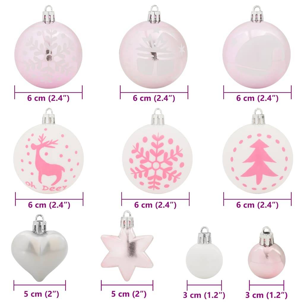 vidaXL Weihnachtskugel-Set 40 pcs Weiß und Rosa Kunststoff