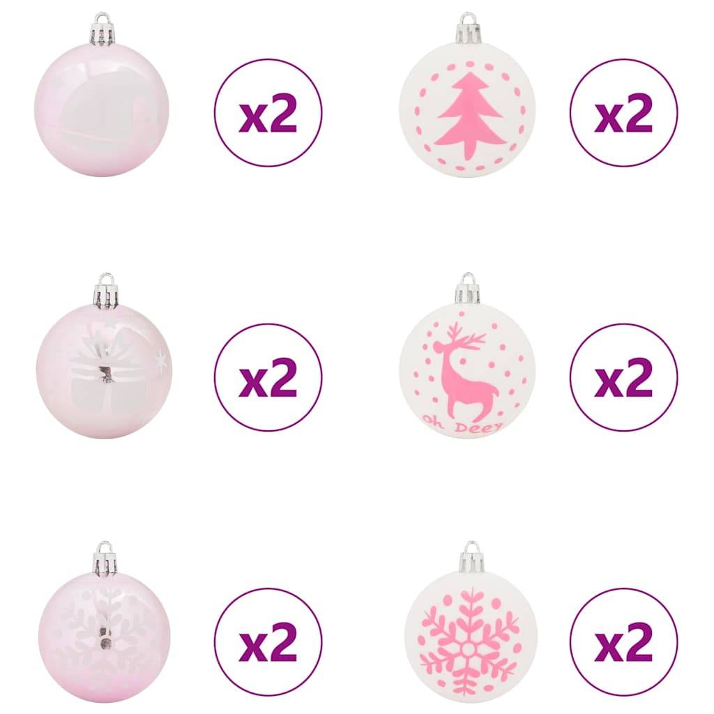 vidaXL Weihnachtskugel-Set 40 pcs Weiß und Rosa Kunststoff