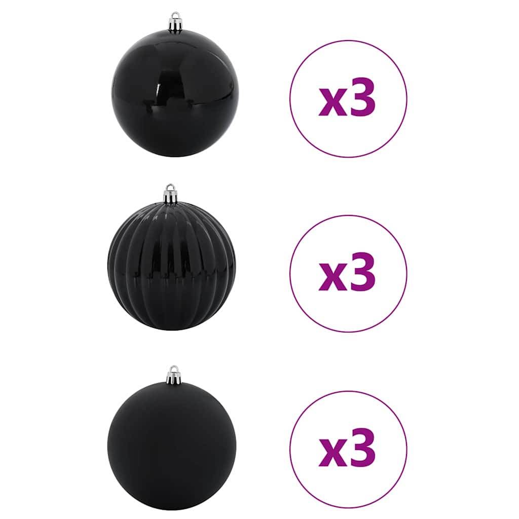 vidaXL Weihnachtsbaum Ornament Set XL 9 pcs Schwarz Kunststoff