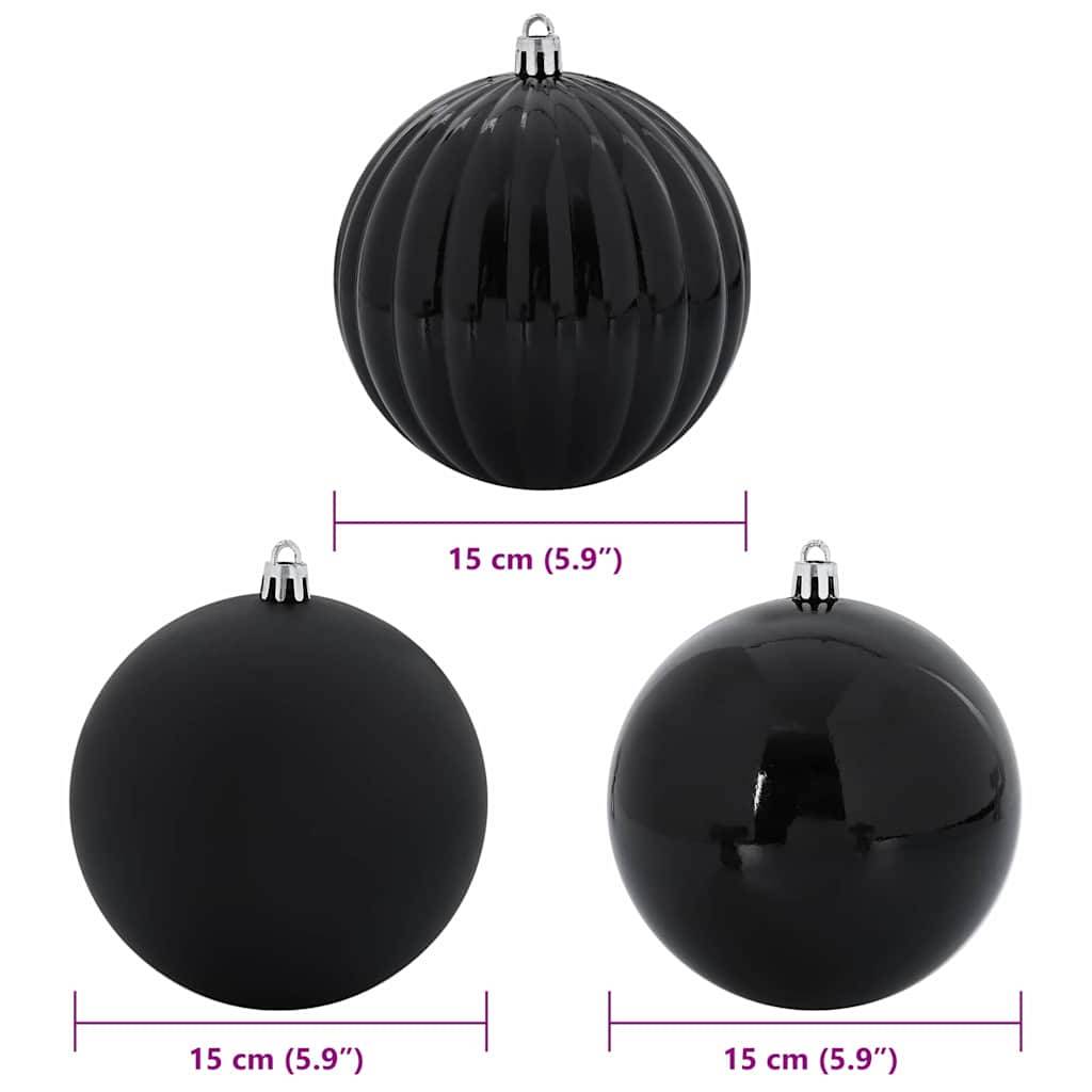 vidaXL Weihnachtsbaum Ornament Set XL 9 pcs Schwarz Kunststoff