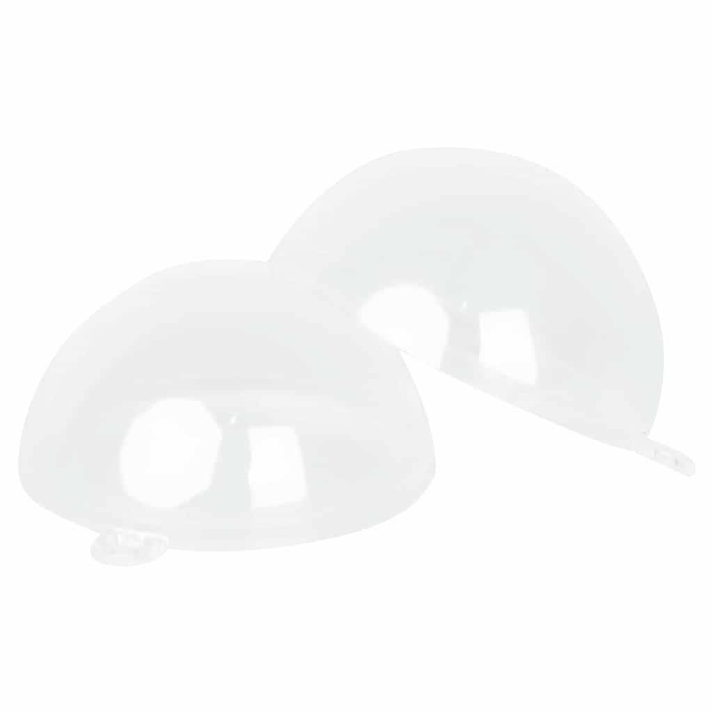 Zwei transparente, kuppelförmige Saugnäpfe, die nebeneinander auf einem weißen Hintergrund platziert sind.