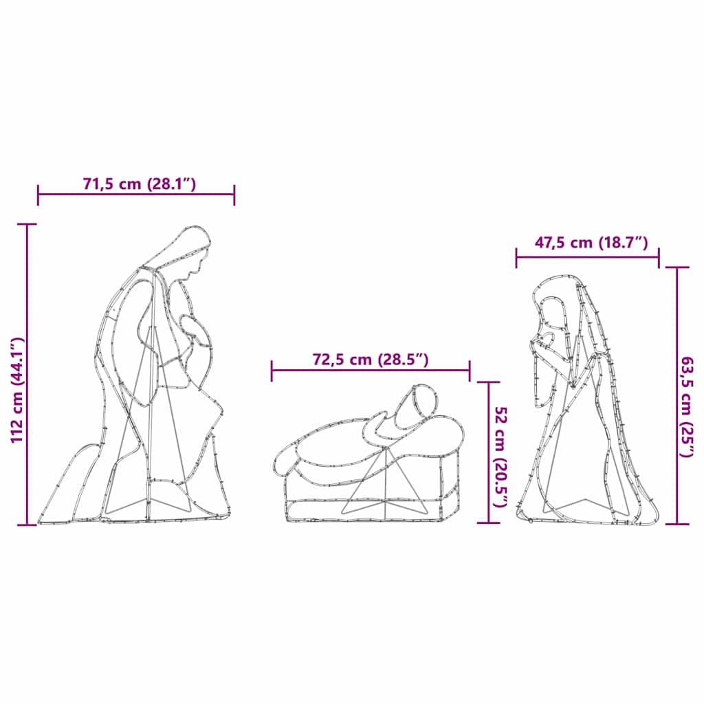 vidaXL Beleuchtete Krippenszene Mehrfarbig 112 x 71,5 cm PVC