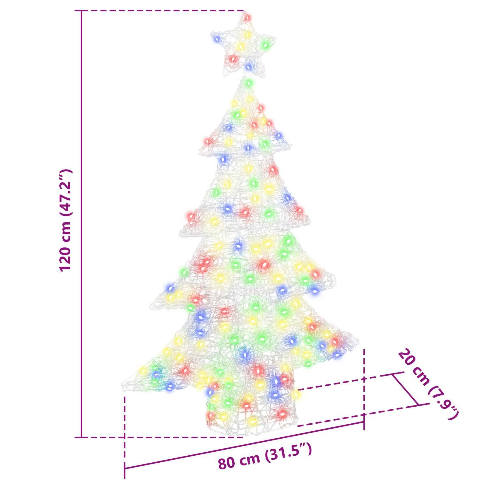 vidaXL Weihnachtsbaum mit 100 LEDs Mehrfarbig 120 cm Acryl