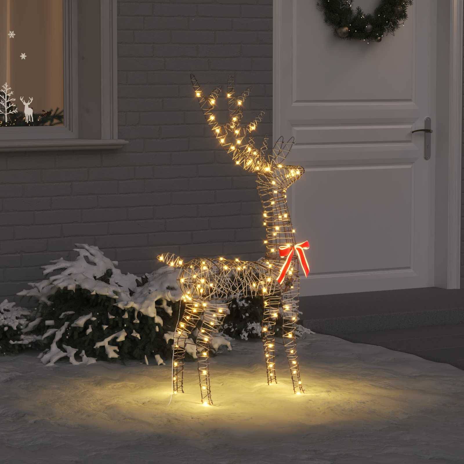 vidaXL 3D Rentier mit 140 LEDs Warmweiß 70 x 41 x 128 cm Rattan
