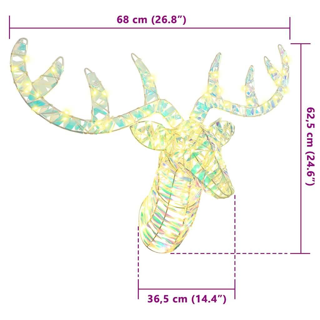 vidaXL Rentier Zieh Schlitten Warmweiß 68 x 36,5 x 62,5 cm PET
