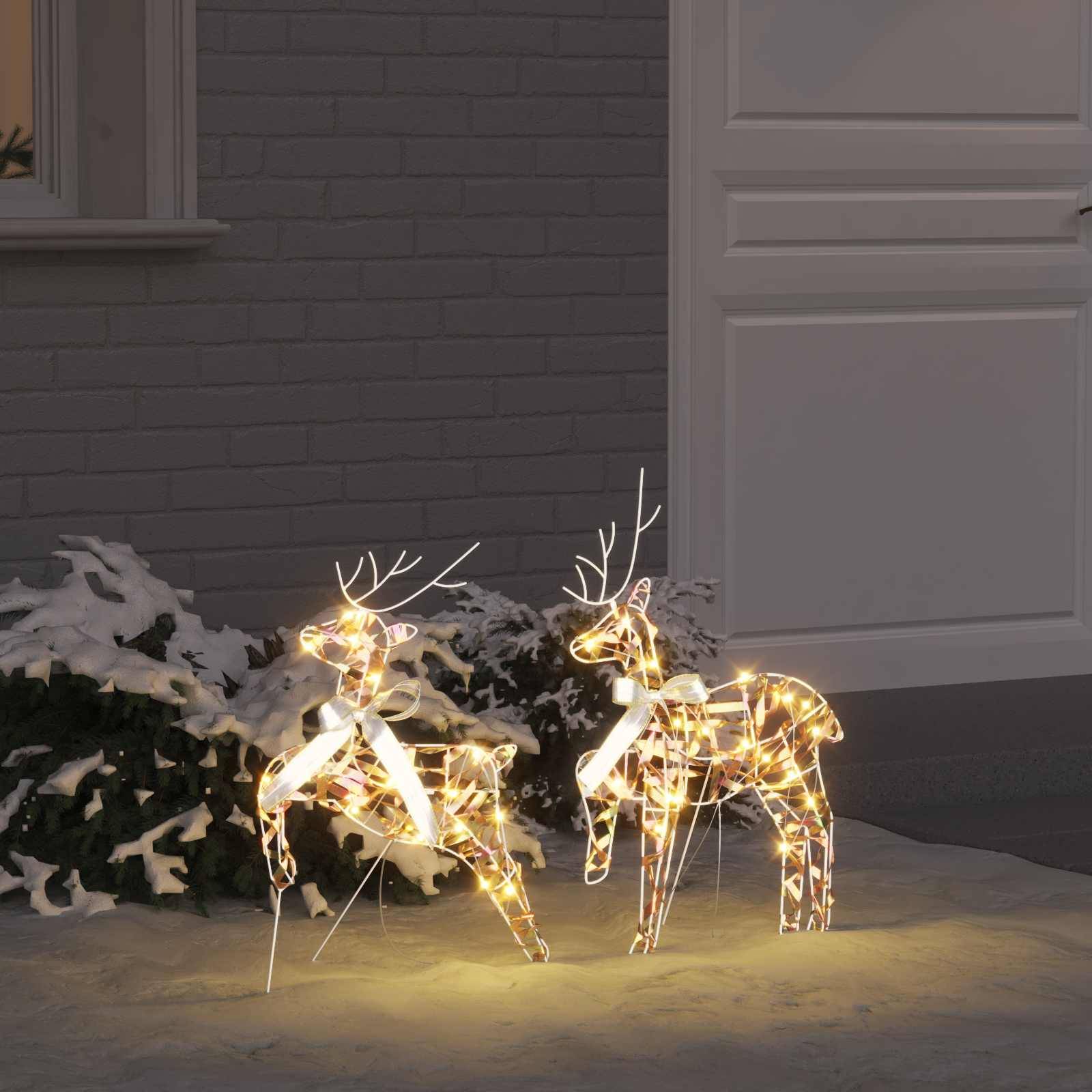 vidaXL LED Rentiere mit 40 LEDs 2 pcs Warmes Weiß PET