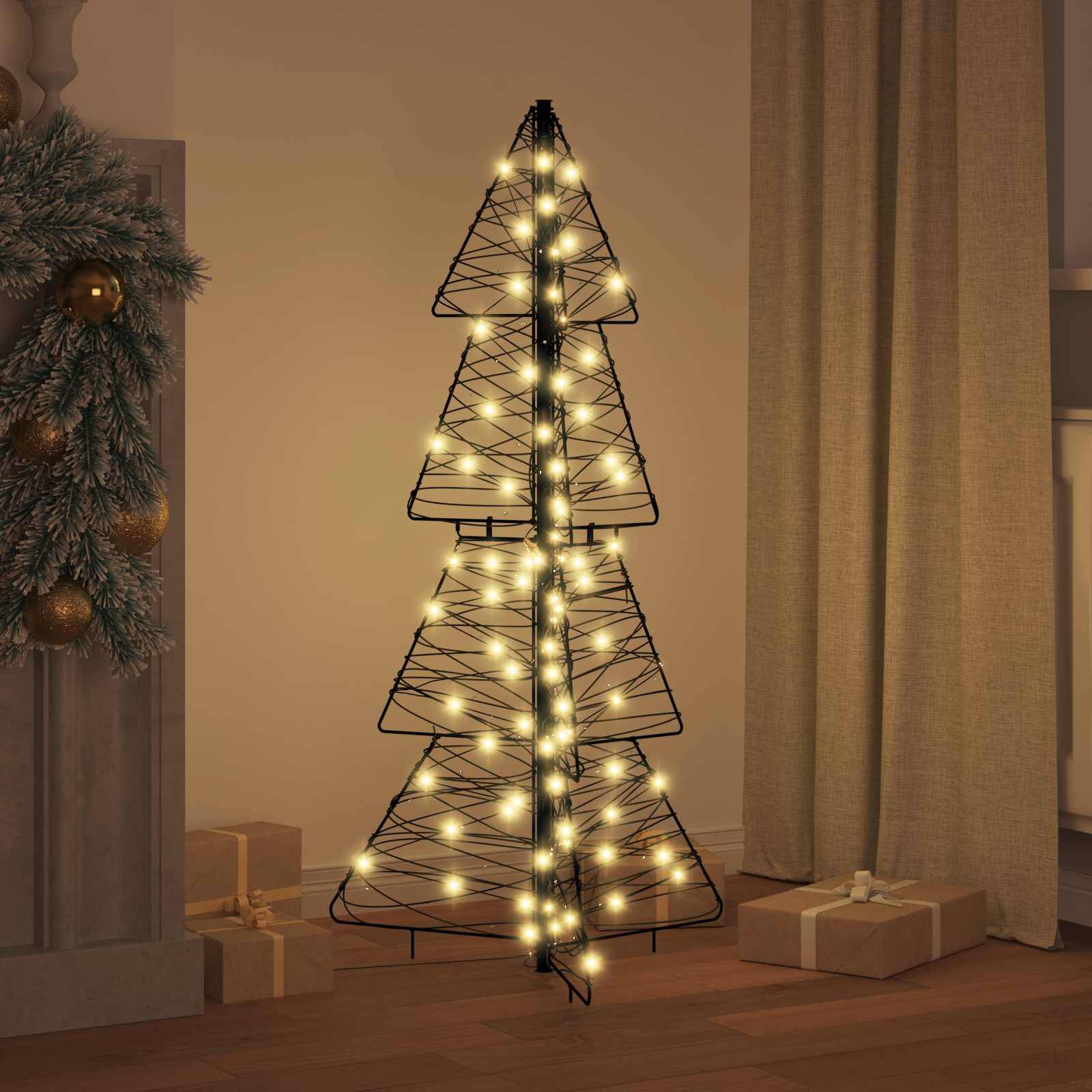 vidaXL Weihnachtsbaum mit 100 LEDs Warmes Weiß 120 cm Rattan