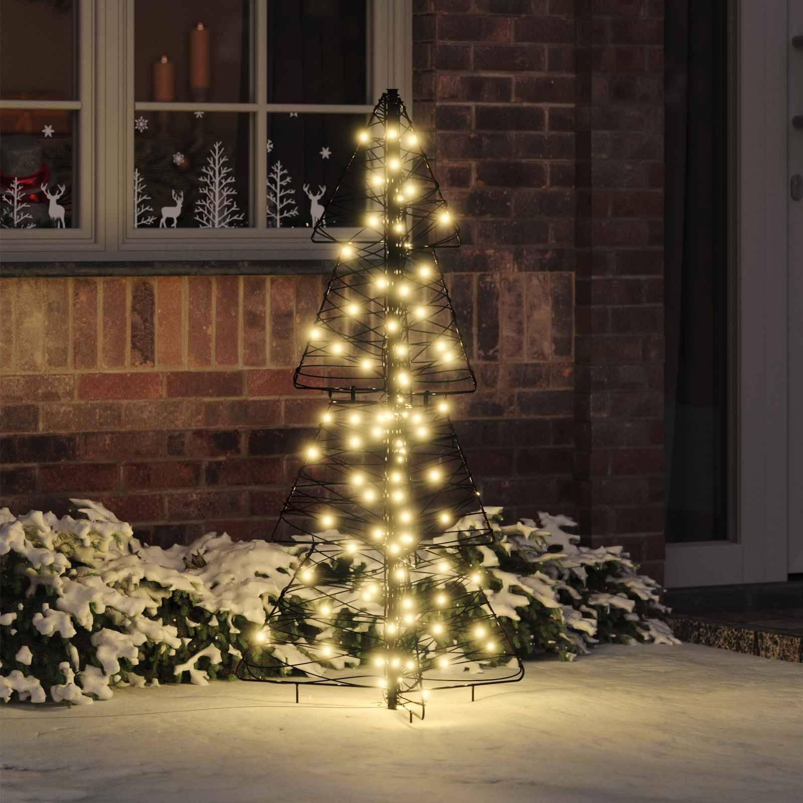 vidaXL Weihnachtsbaum mit 100 LEDs Warmes Weiß 120 cm Rattan