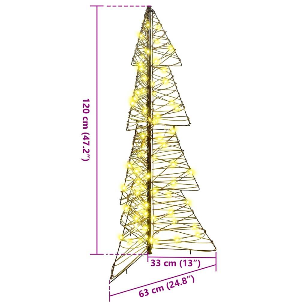 vidaXL Weihnachtsbaum mit 100 LEDs Warmes Weiß 120 cm Rattan
