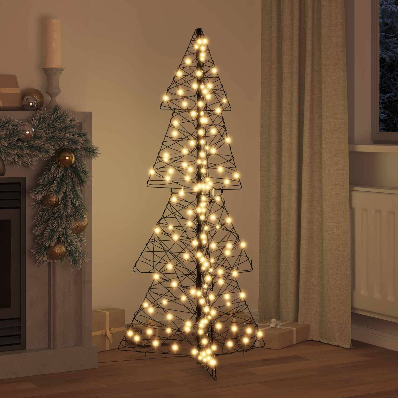 vidaXL Weihnachtsbaum mit 160 LEDs Warmes Weiß 150 cm Rattan