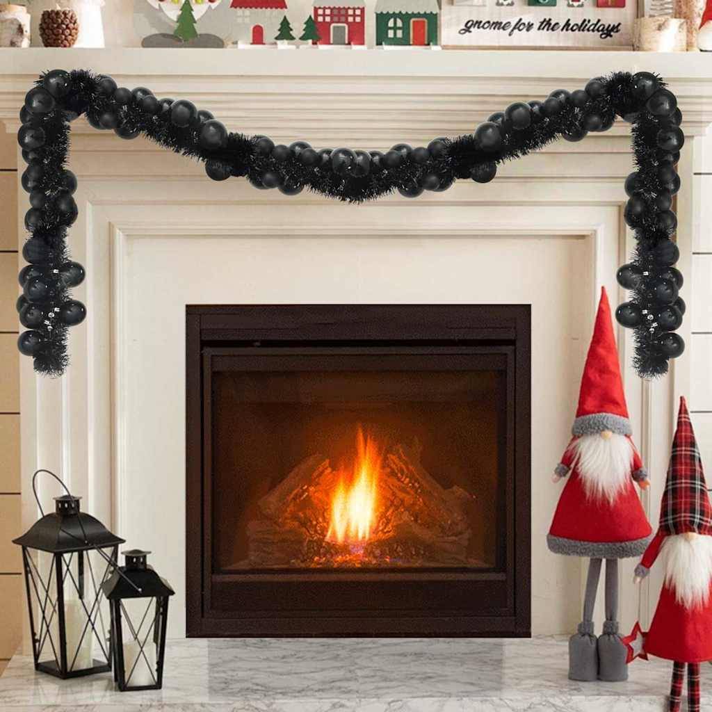 vidaXL Weihnachtskugelgirlande Schwarz 186 cm Polystyrol