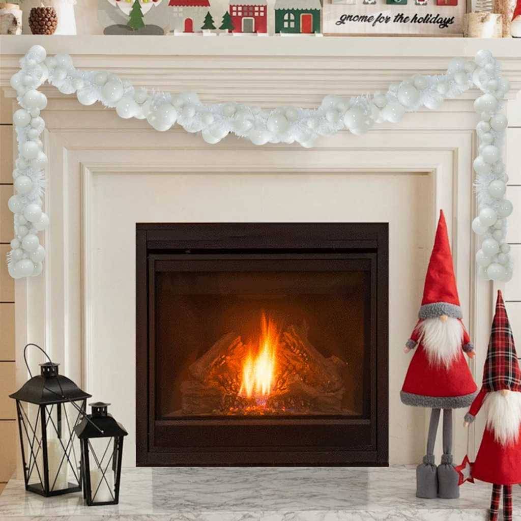 vidaXL Weihnachtskugelgirlande Weiß 186 cm Polystyrol