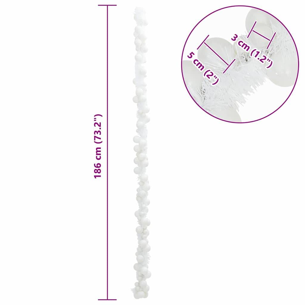 vidaXL Weihnachtskugelgirlande Weiß 186 cm Polystyrol