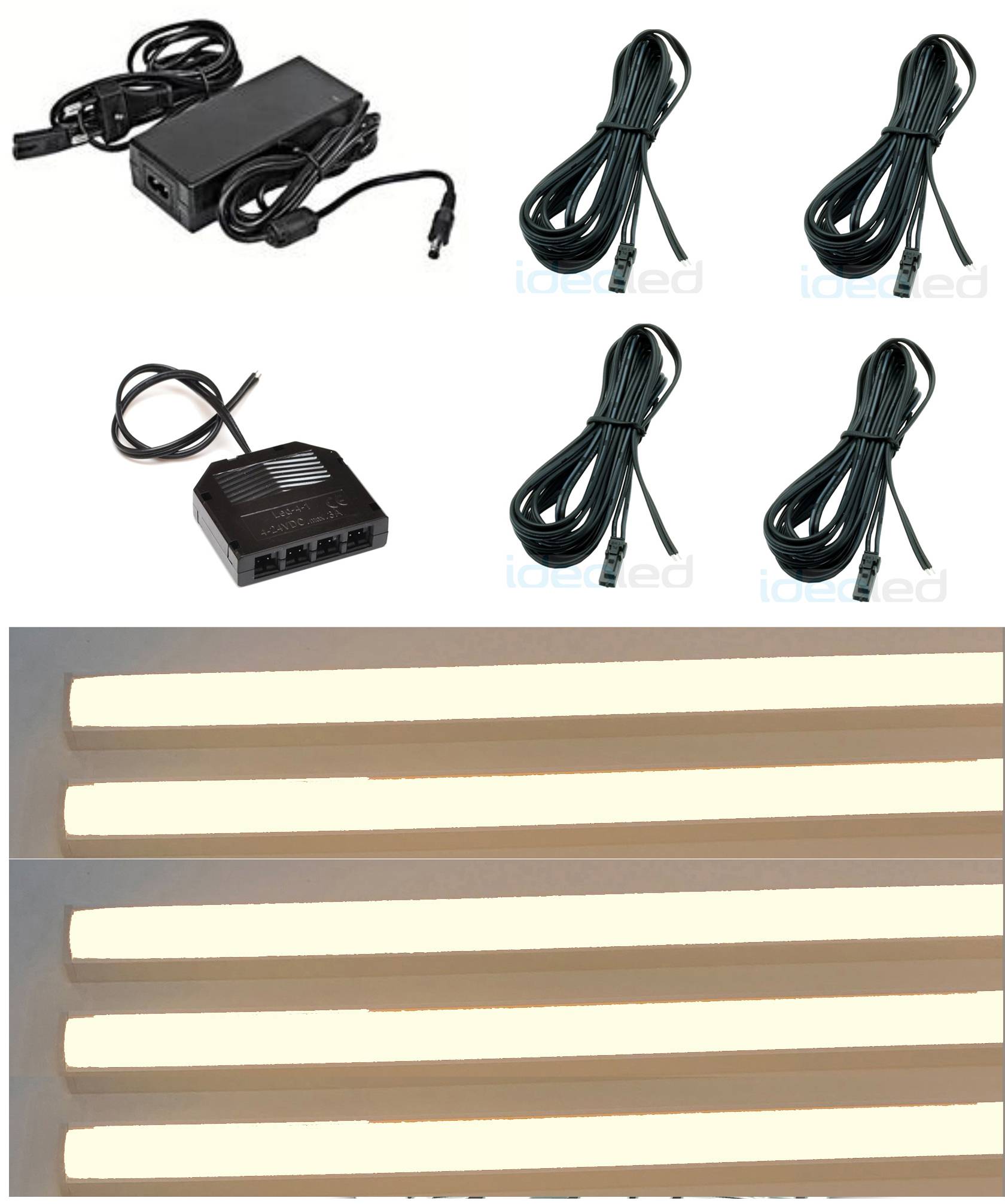 2837 LED Regal Beleuchtung warm weiß 5 x 0,3 m inclusive Netzteil