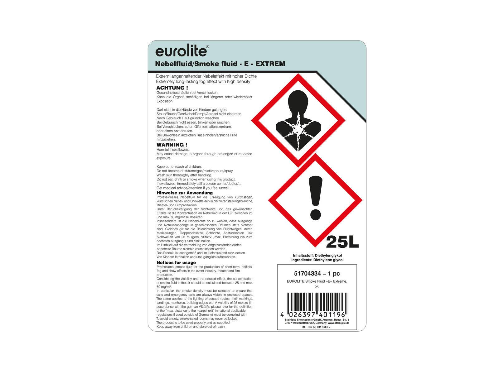 EUROLITE SMOKE FLUID -E- Extrem, 25l, Nebelfluid