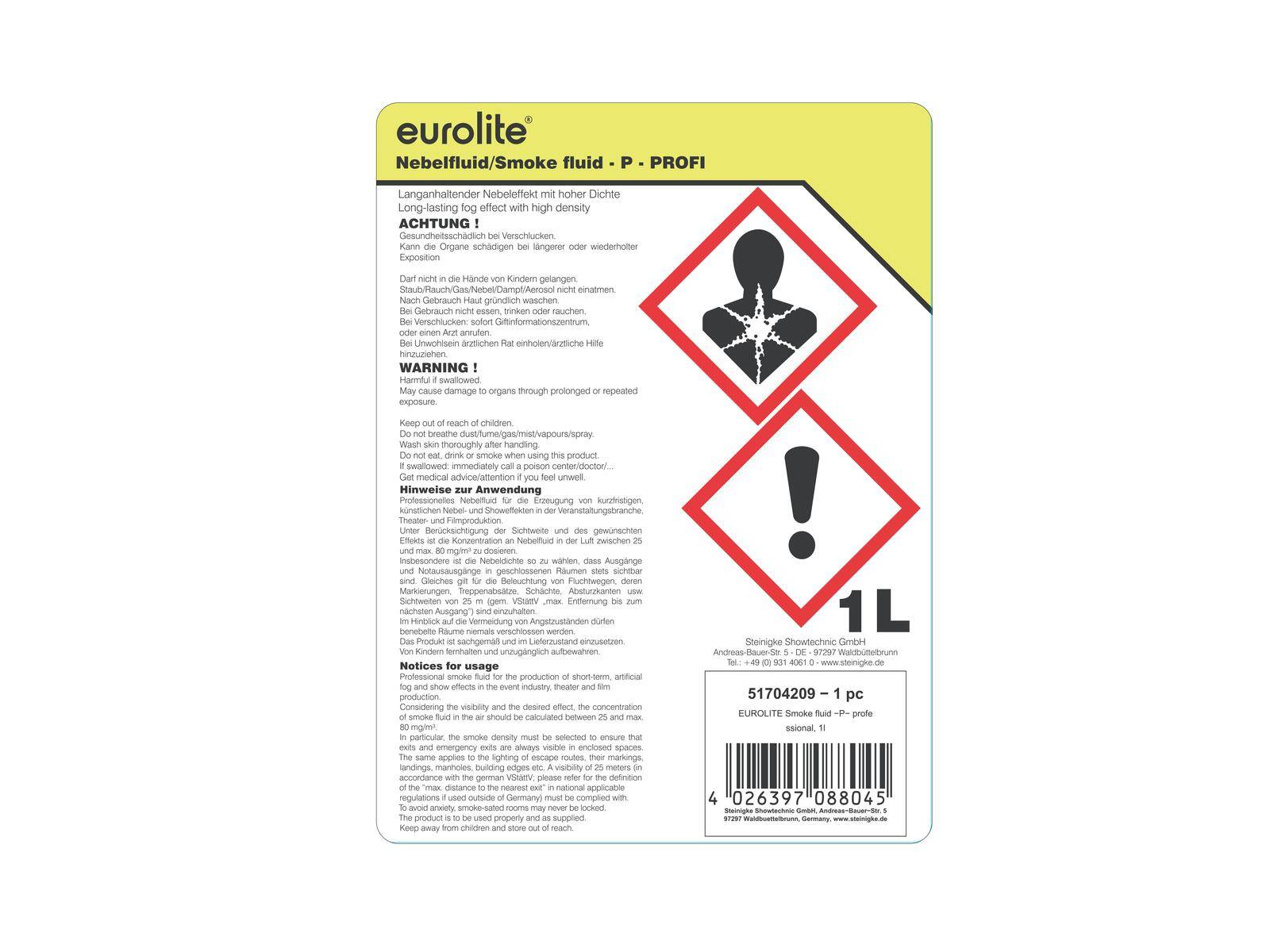 EUROLITE SMOKE FLUID -P- Profi, 1l, Nebelfluid