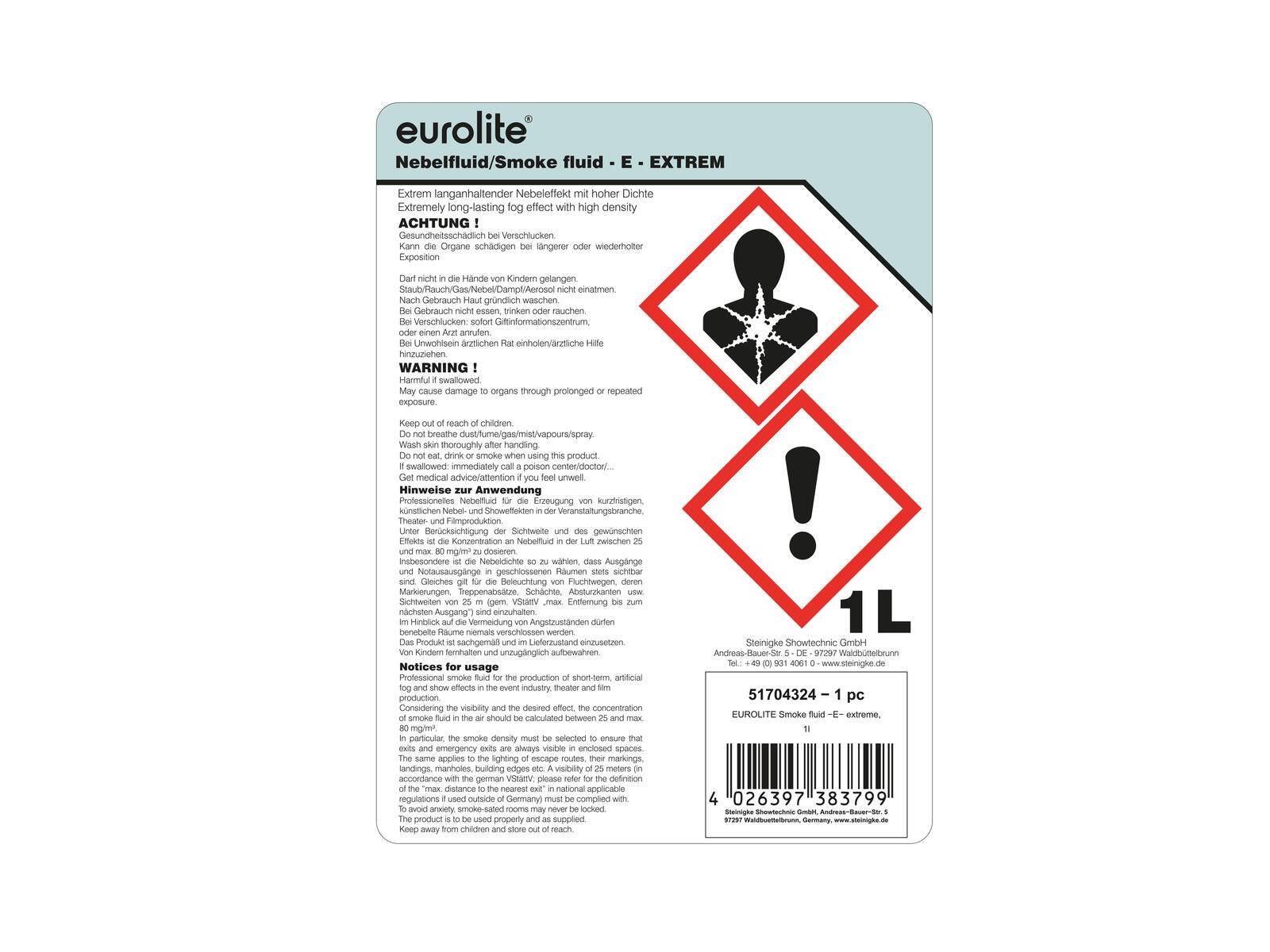 EUROLITE SMOKE FLUID -E- Extrem, 1l, Nebelfluid
