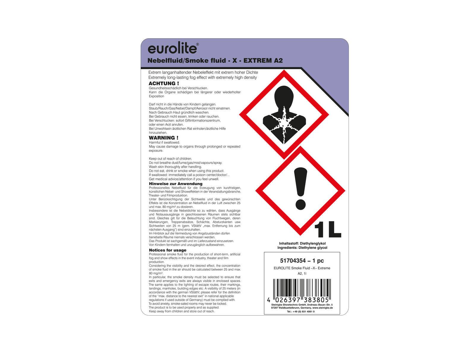 EUROLITE SMOKE FLUID -X- Extrem A2, 1l, Nebelfluid