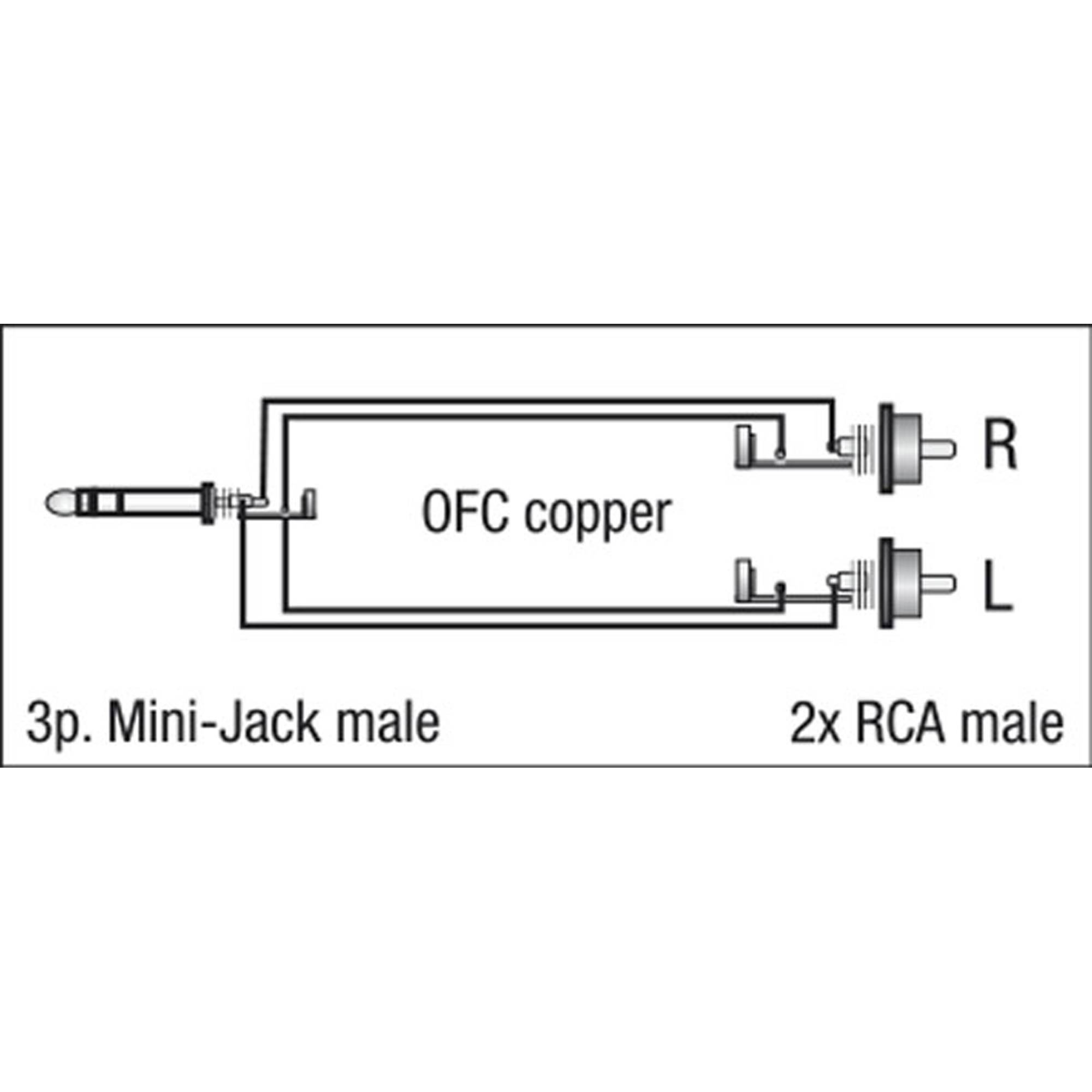DAP FL30 - stereo mini-jack to 2 RCA male L/R 1,5 m