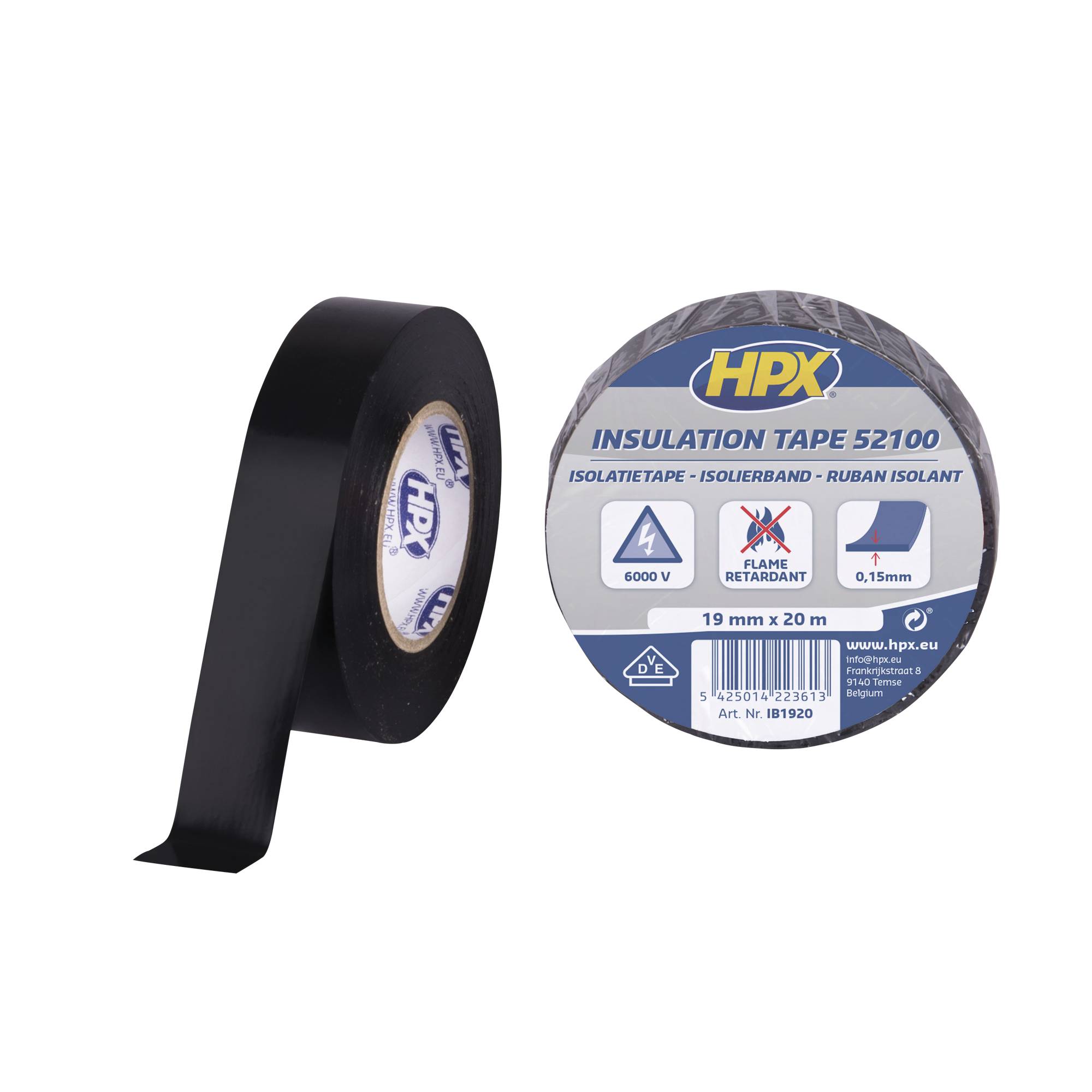 HPX PVC Insulation tape 52100 Schwarz - 19 mm / 20 m