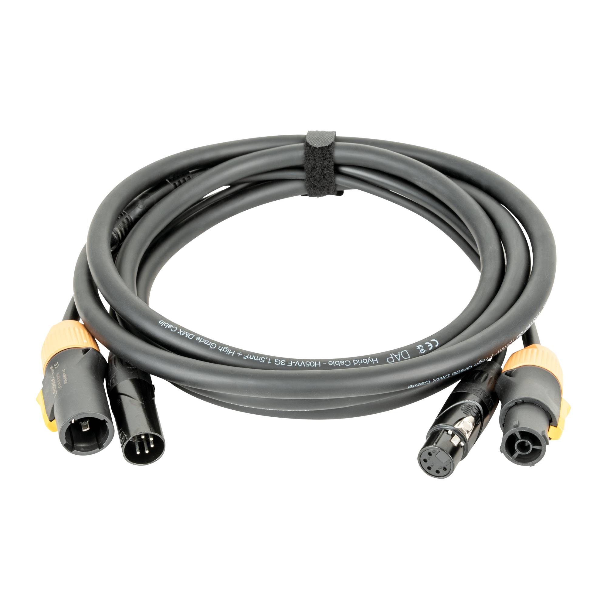 DAP FP23 Hybrid Cable - Power Pro True & 5-pin XLR - DMX / Power 6 m - schwarze Ummantelung