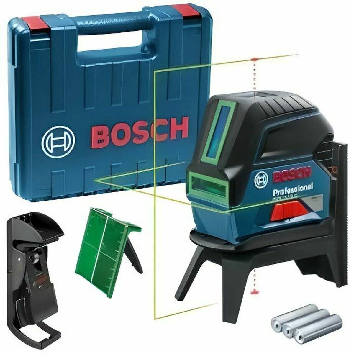 Bosch Bosch Kombilaser GCL 2-15 G / 3x 1,5 V-LR6-Batterie inkl. Deckenklemme + RM 1 + Laserzieltafel in Koffer - 0601066J00