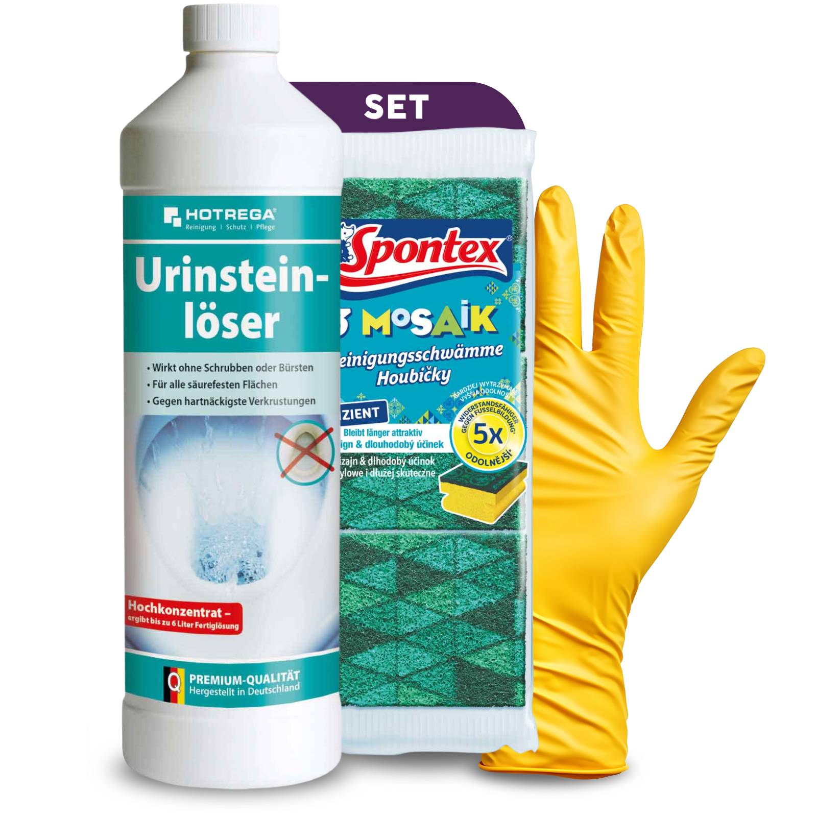 HOTREGA Urinsteinlöser Konzentrat 1L inkl. Handschuhe und Schwamm