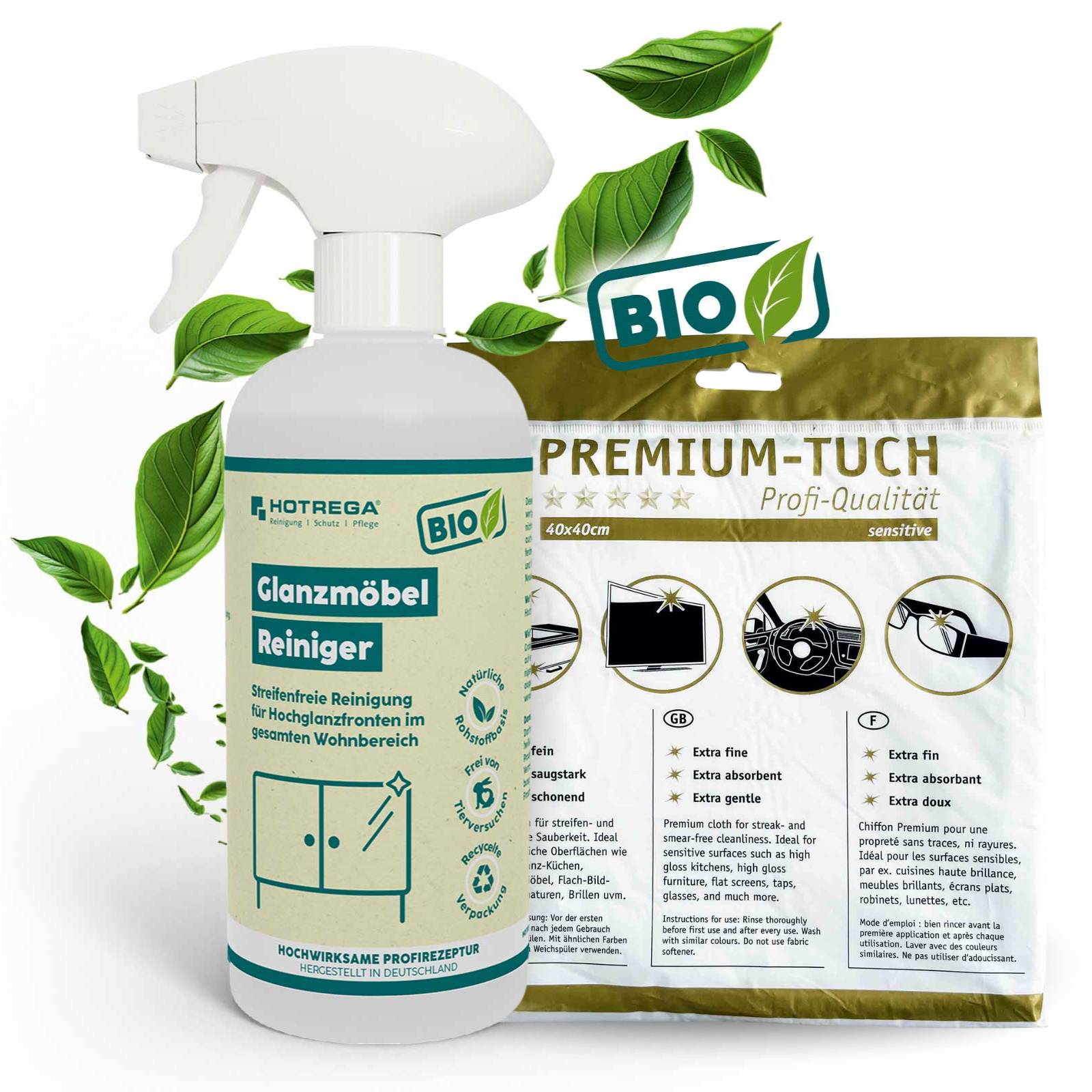 HOTREGA BIO Glanzmöbel Reiniger 500ml - Ausführung:500 ml + Premiumtuch