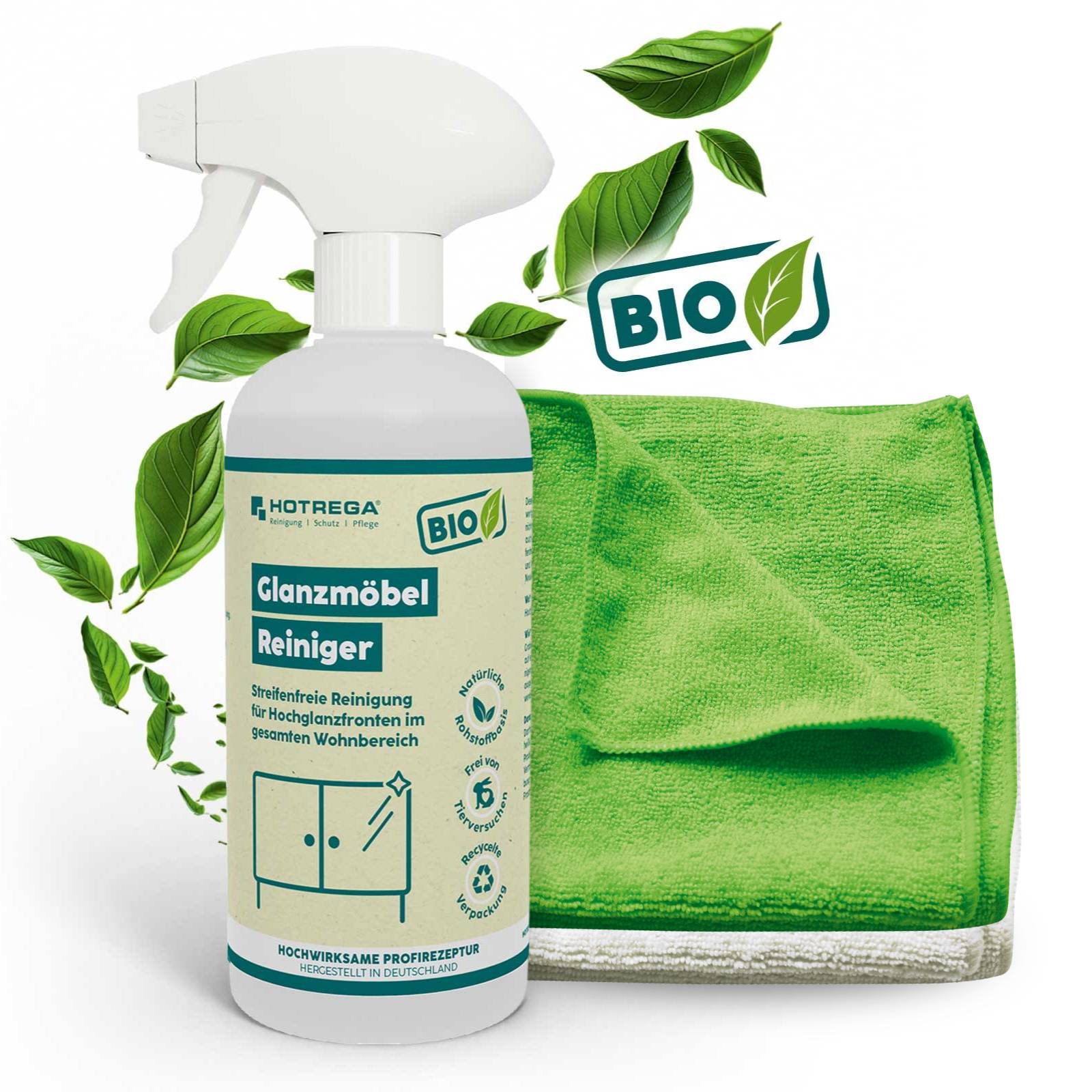 HOTREGA BIO Glanzmöbel Reiniger 500ml - Ausführung:500 ml + 2x Microfasertuch