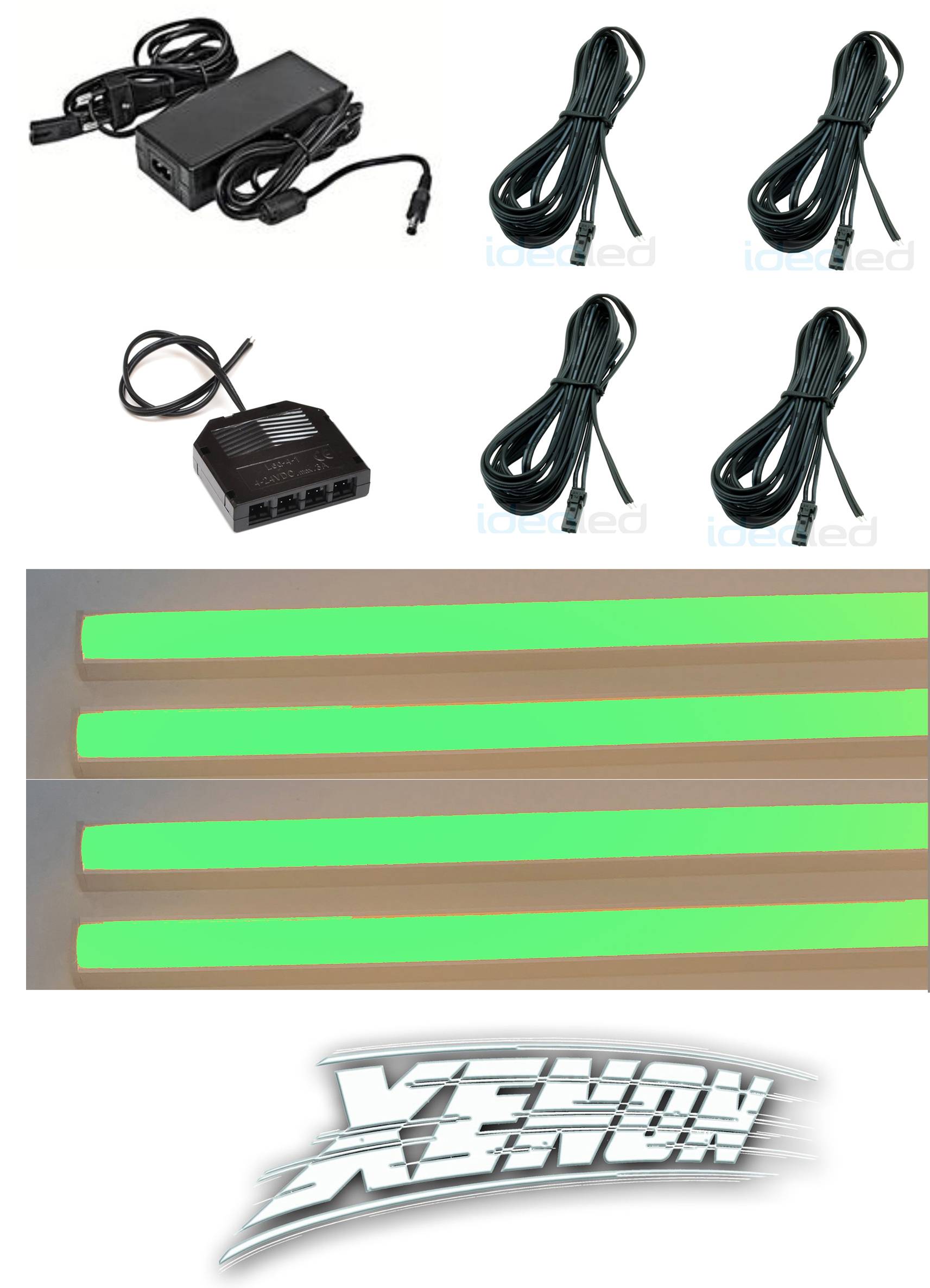 6644 LED COB Regal Beleuchtung 4x0,3m inklusive Netzteil Licht Grün